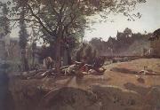 Jean Baptiste Camille  Corot Paysans sous les arbres au soleil levant (mk11) Sweden oil painting artist